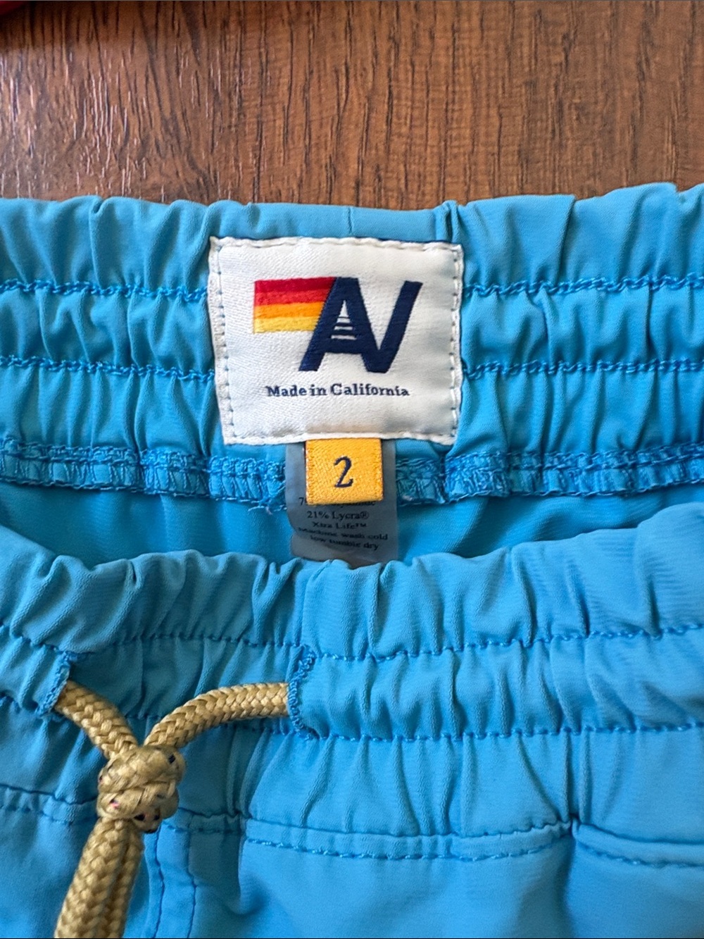 Aviator Nation Red & Turquoise Rainbow Stripe Volley Shorts - Picture 2 of 6